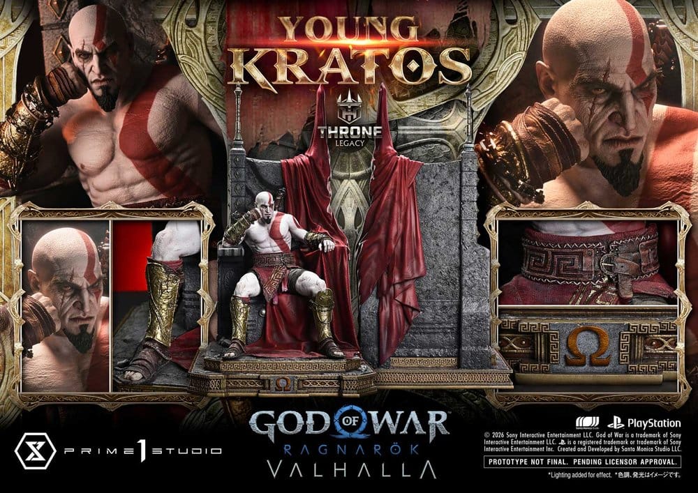 Throne Legacy God of War Series statuette 1/3 Ragnarok Young Thyself Kratos 91 cm
