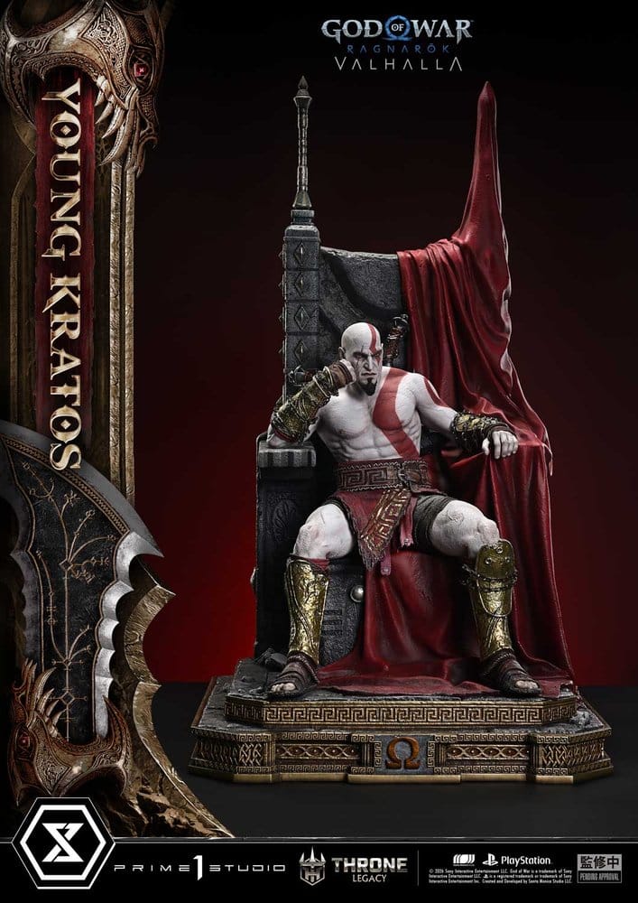 Throne Legacy God of War Series statuette 1/3 Ragnarok Young Thyself Kratos 91 cm