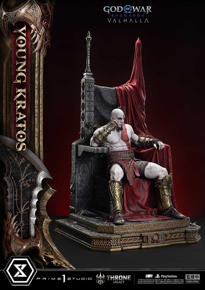 Throne Legacy God of War Series statuette 1/3 Ragnarok Young Thyself Kratos 91 cm