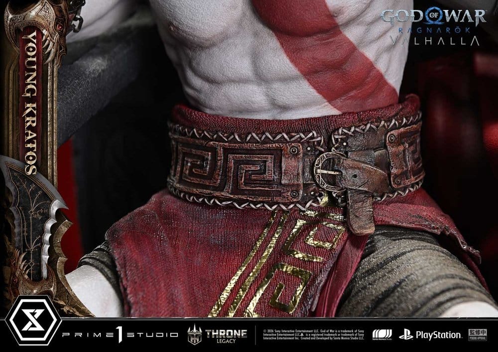Throne Legacy God of War Series statuette 1/3 Ragnarok Young Thyself Kratos 91 cm