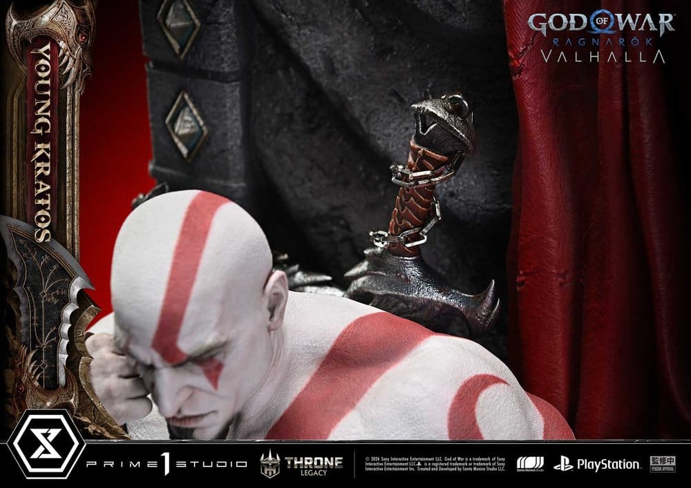 Throne Legacy God of War Series statuette 1/3 Ragnarok Young Thyself Kratos 91 cm