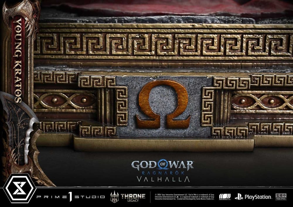 Throne Legacy God of War Series statuette 1/3 Ragnarok Young Thyself Kratos 91 cm