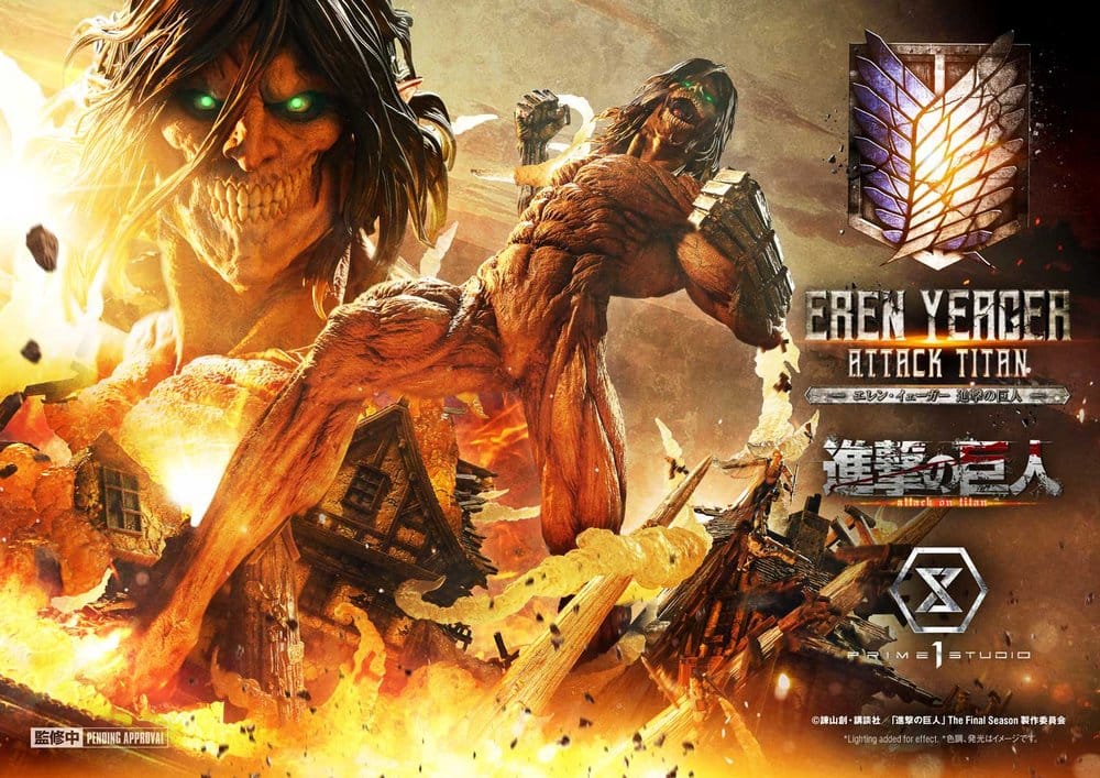 L'Attaque des Titans (TV animation) Ultimate Diorama Masterline Statue Eren Yeager Attack Titan Bonus Version 81 cm