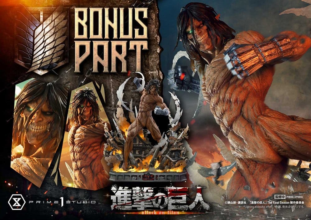 L'Attaque des Titans (TV animation) Ultimate Diorama Masterline Statue Eren Yeager Attack Titan Bonus Version 81 cm