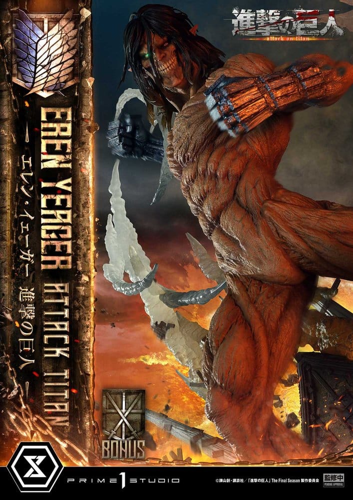 L'Attaque des Titans (TV animation) Ultimate Diorama Masterline Statue Eren Yeager Attack Titan Bonus Version 81 cm
