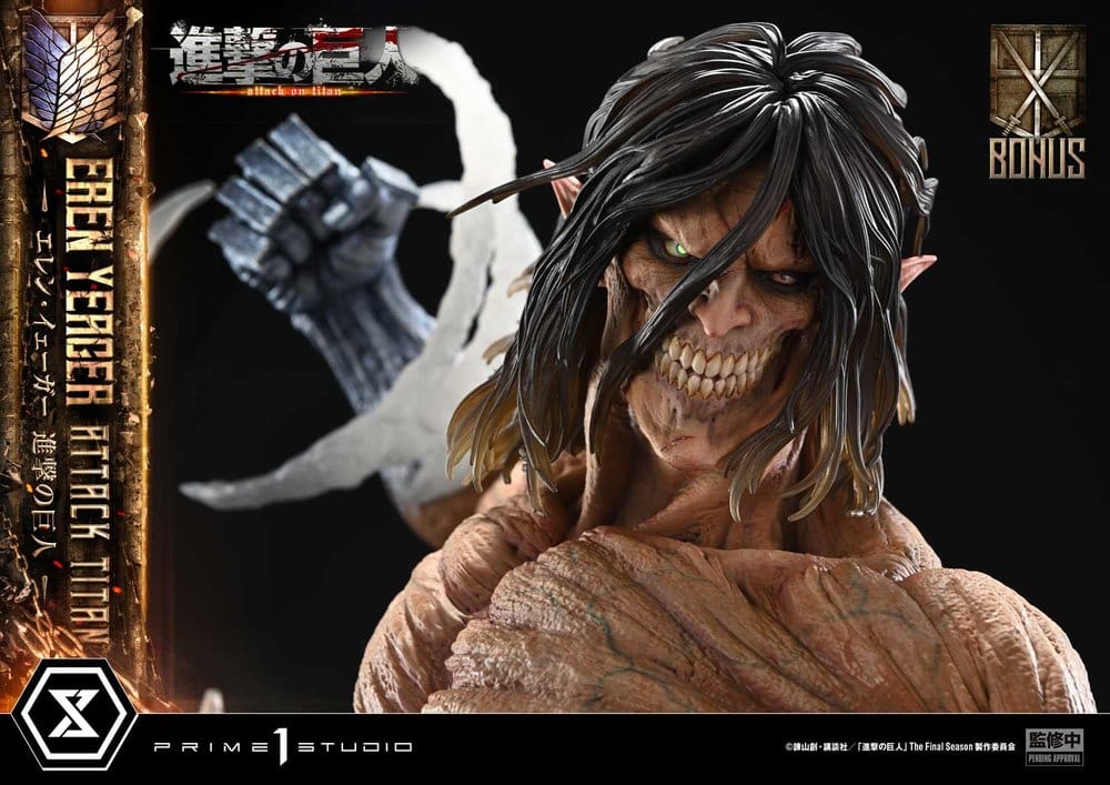 L'Attaque des Titans (TV animation) Ultimate Diorama Masterline Statue Eren Yeager Attack Titan Bonus Version 81 cm
