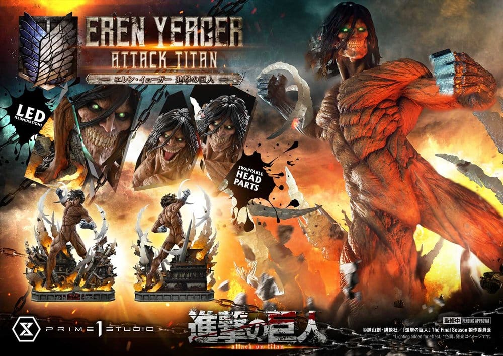 L'Attaque des Titans (TV animation) Ultimate Diorama Masterline Statue Eren Yeager Attack Titan Bonus Version 81 cm