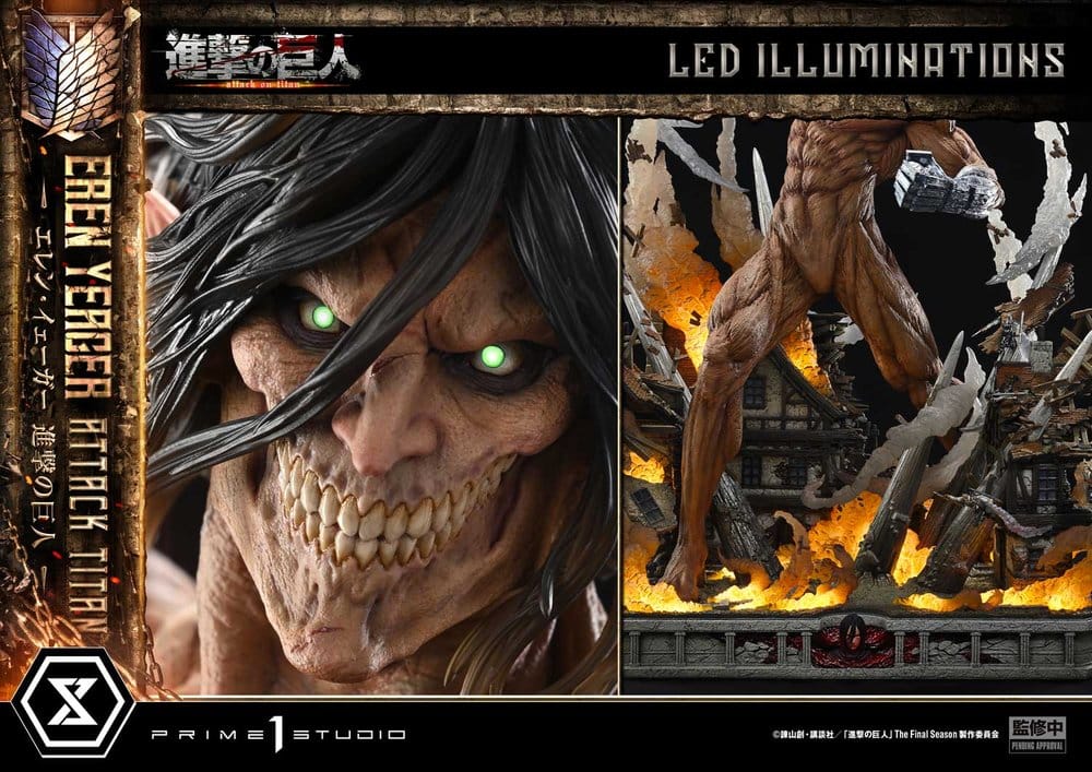 L'Attaque des Titans (TV animation) Ultimate Diorama Masterline Statue Eren Yeager Attack Titan Bonus Version 81 cm