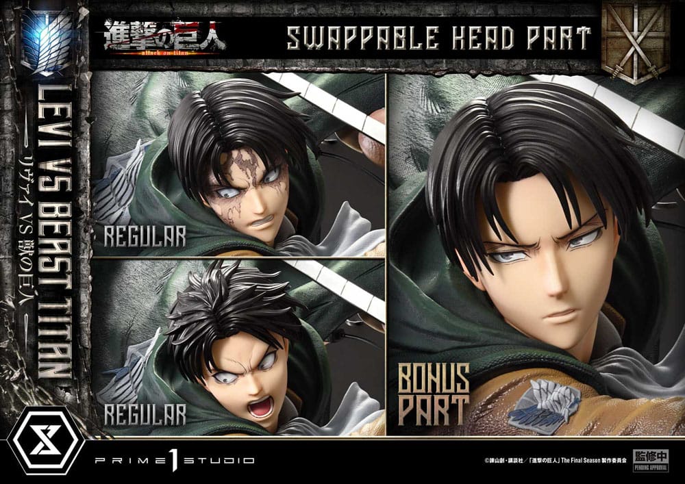 Attack on Titan statuette Ultimate Premium Masterline Series 1/4 Levi Versus Beast Titan Bonus Version 73 cm