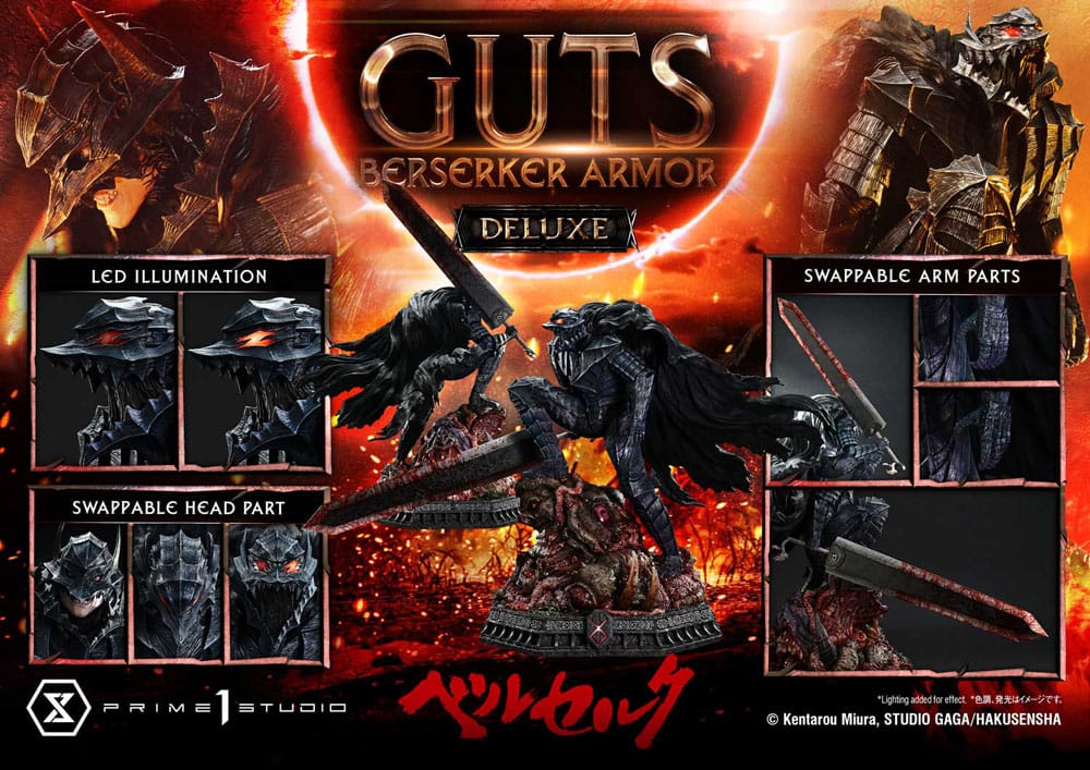 Berserk statuette Ultimate Premium Masterline Series 1/4 Guts, Berserker Armor Grunbeld vs. Guts Deluxe Version 94 cm