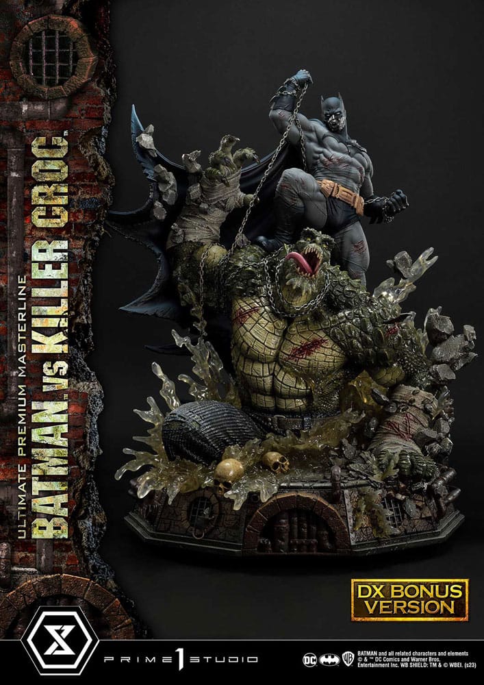 Batman statuette Ultimate Premium Masterline Series Batman Versus Killer Croc Deluxe Bonus Version 71 cm