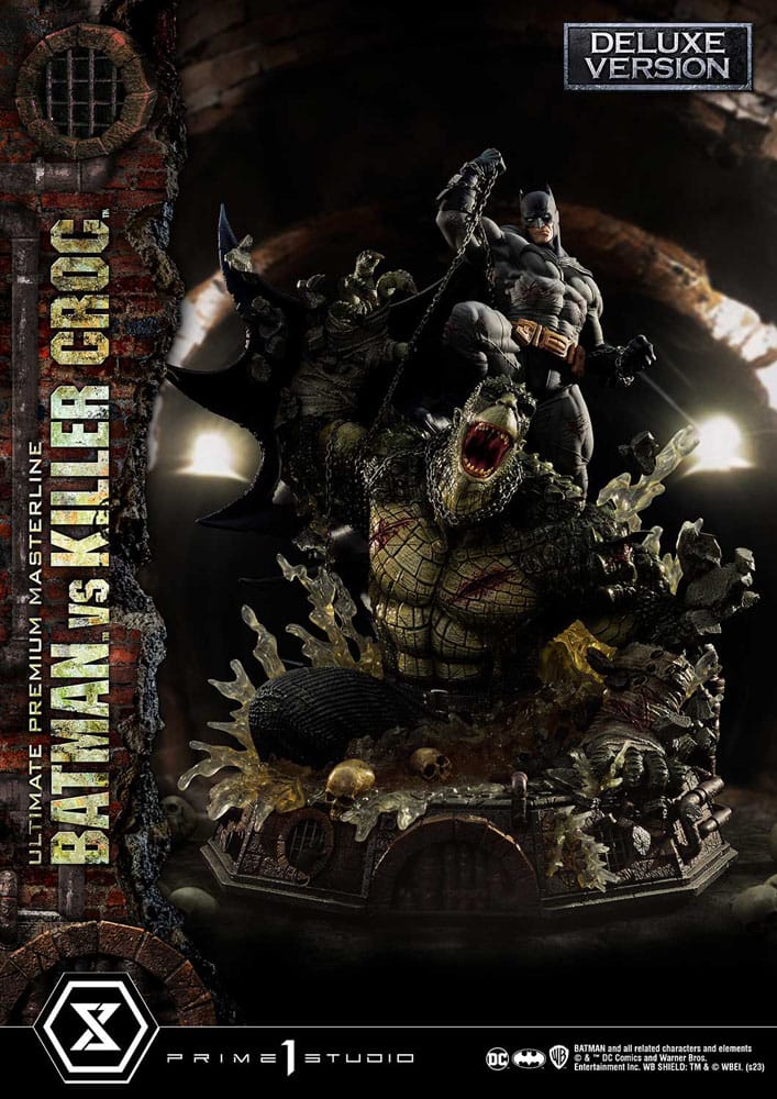 Batman statuette Ultimate Premium Masterline Series Batman Versus Killer Croc Deluxe Bonus Version 71 cm