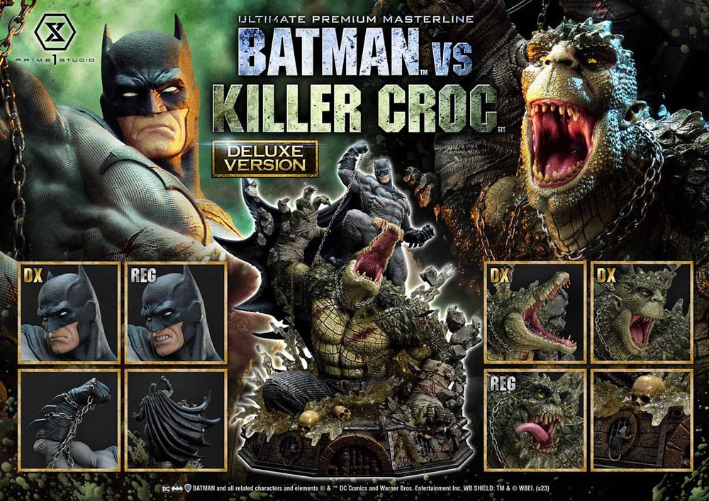 Batman statuette Ultimate Premium Masterline Series Batman Versus Killer Croc Deluxe Bonus Version 71 cm