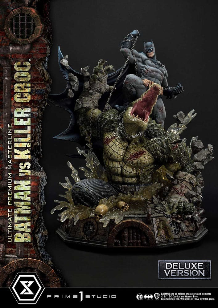 Batman statuette Ultimate Premium Masterline Series Batman Versus Killer Croc Deluxe Bonus Version 71 cm