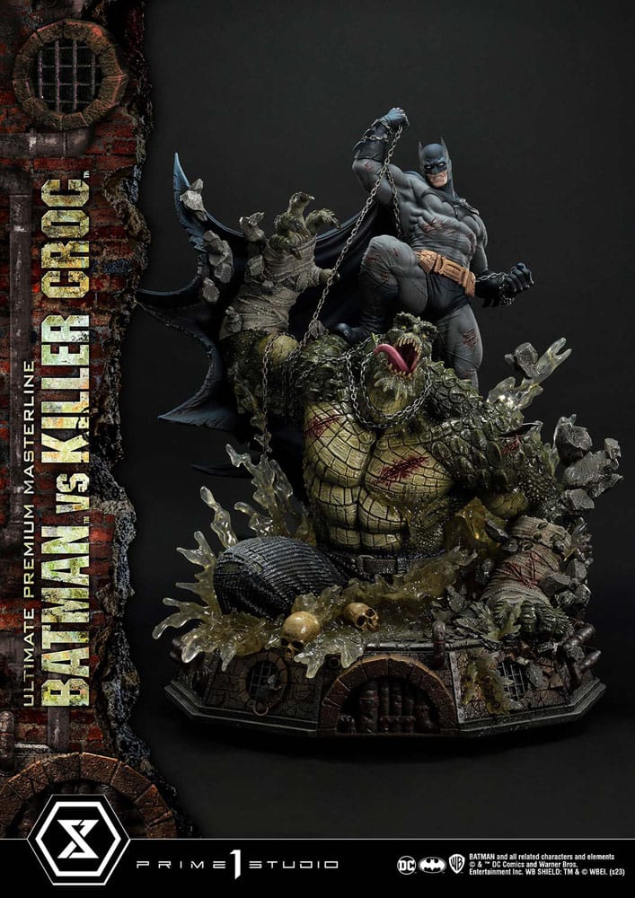 Batman statuette Ultimate Premium Masterline Series Batman Versus Killer Croc Deluxe Bonus Version 71 cm