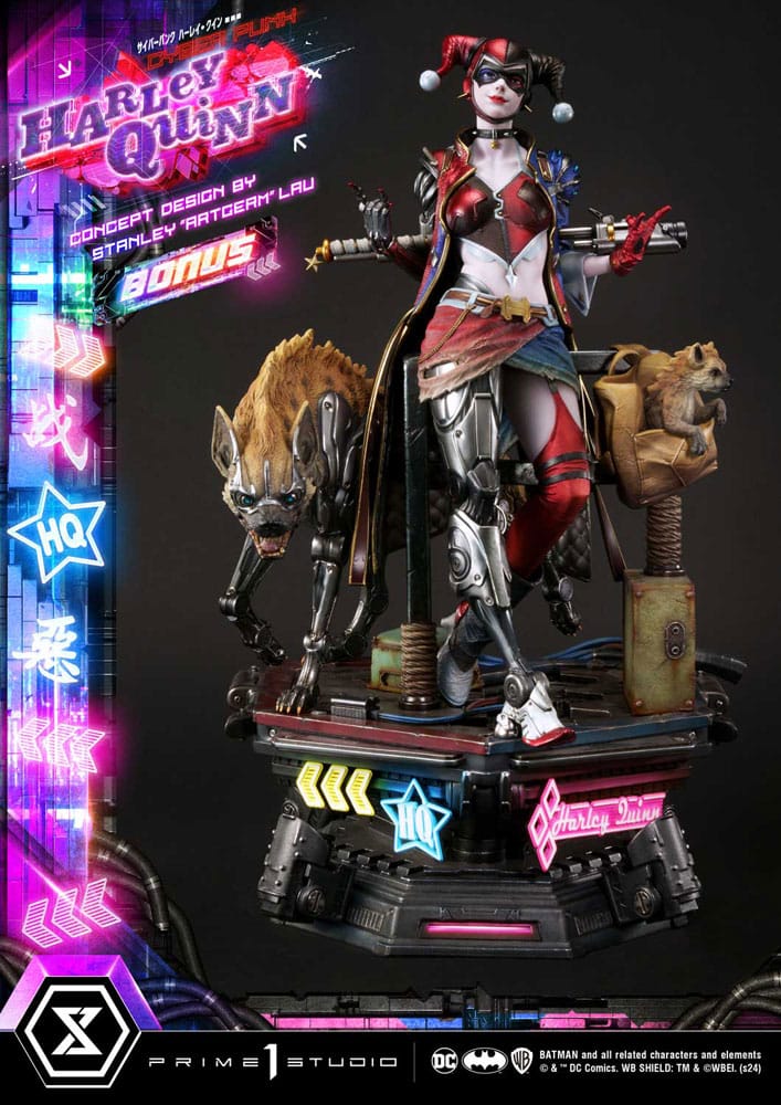 Batman statuette Ultimate Premium Masterline Series Cyberpunk Harley Quinn Deluxe Bonus Version 60 cm