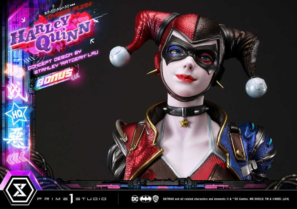 Batman statuette Ultimate Premium Masterline Series Cyberpunk Harley Quinn Deluxe Bonus Version 60 cm