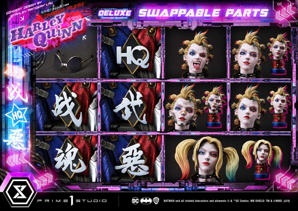Batman statuette Ultimate Premium Masterline Series Cyberpunk Harley Quinn Deluxe Bonus Version 60 cm