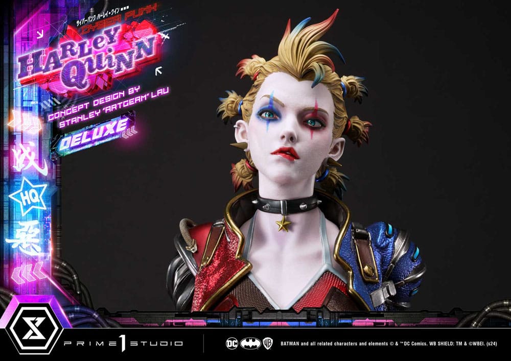 Batman statuette Ultimate Premium Masterline Series Cyberpunk Harley Quinn Deluxe Bonus Version 60 cm