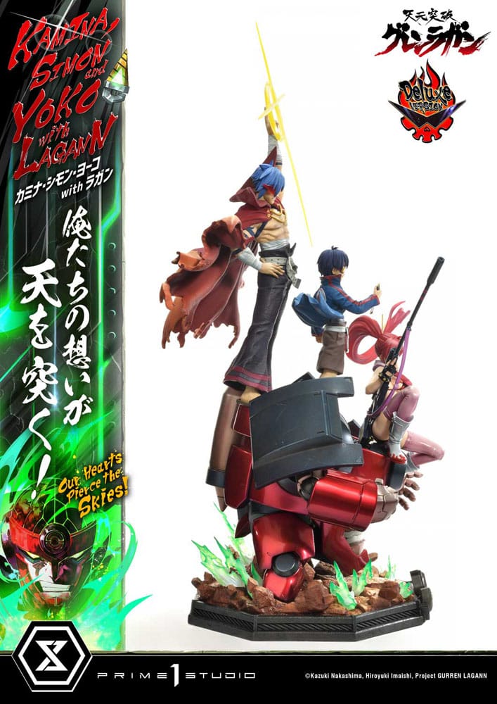 Gurren Lagann statuette Ultimate Premium Masterline Series 1/4 Kamina, Simon & Yoko with Lagann Deluxe Version 97 cm