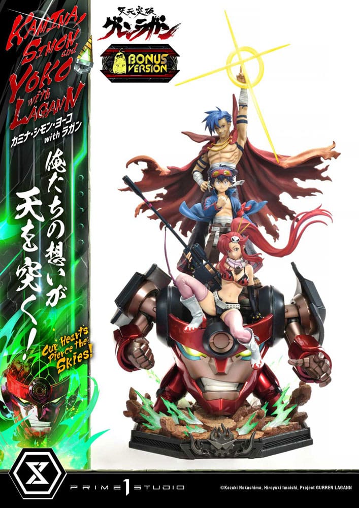 Gurren Lagann statuette Ultimate Premium Masterline Series 1/4 Kamina, Simon & Yoko with Lagann Deluxe Bonus Version 97 cm