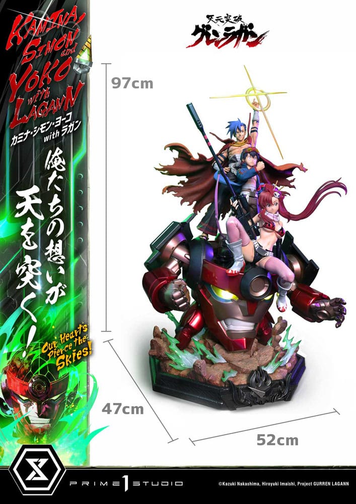 Gurren Lagann statuette Ultimate Premium Masterline Series 1/4 Kamina, Simon & Yoko with Lagann Deluxe Bonus Version 97 cm
