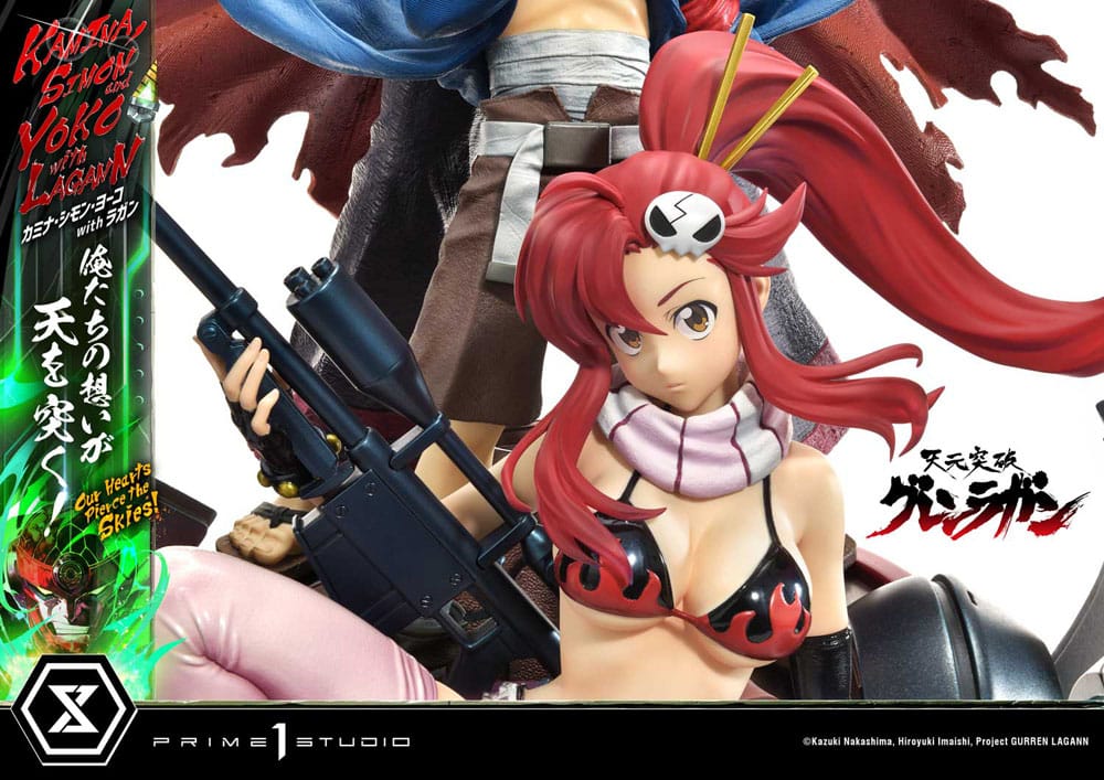Gurren Lagann statuette Ultimate Premium Masterline Series 1/4 Kamina, Simon & Yoko with Lagann Deluxe Bonus Version 97 cm