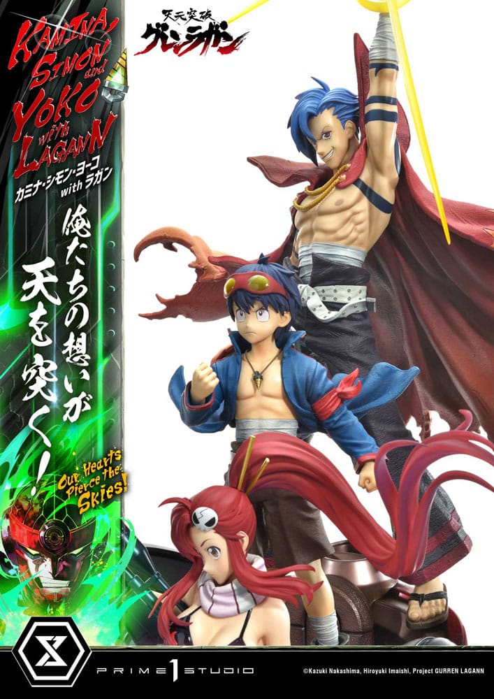 Gurren Lagann statuette Ultimate Premium Masterline Series 1/4 Kamina, Simon & Yoko with Lagann Deluxe Bonus Version 97 cm