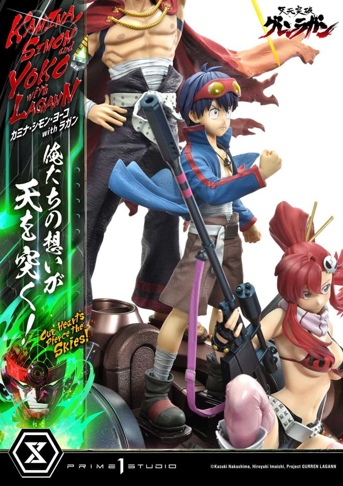 Gurren Lagann statuette Ultimate Premium Masterline Series 1/4 Kamina, Simon & Yoko with Lagann Deluxe Bonus Version 97 cm