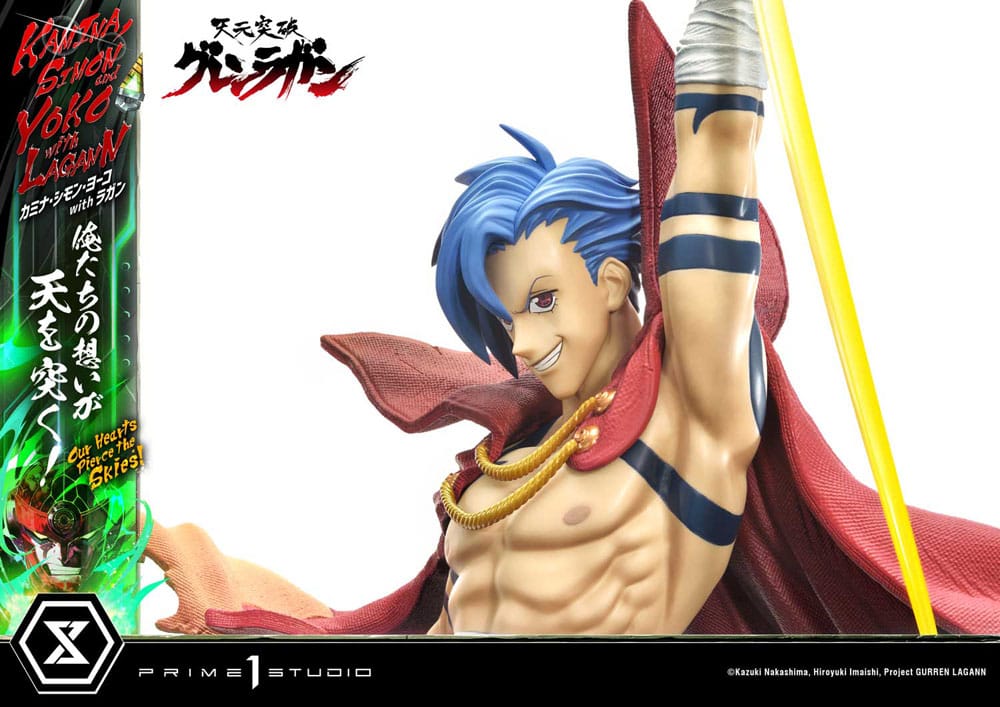 Gurren Lagann statuette Ultimate Premium Masterline Series 1/4 Kamina, Simon & Yoko with Lagann Deluxe Bonus Version 97 cm