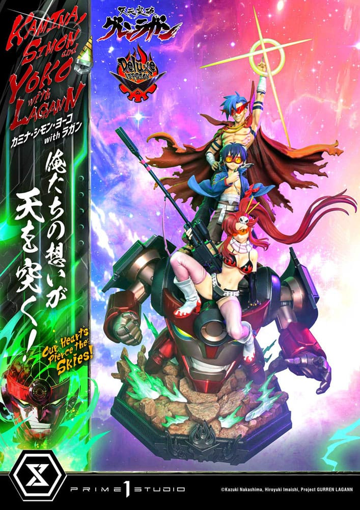 Gurren Lagann statuette Ultimate Premium Masterline Series 1/4 Kamina, Simon & Yoko with Lagann Deluxe Bonus Version 97 cm
