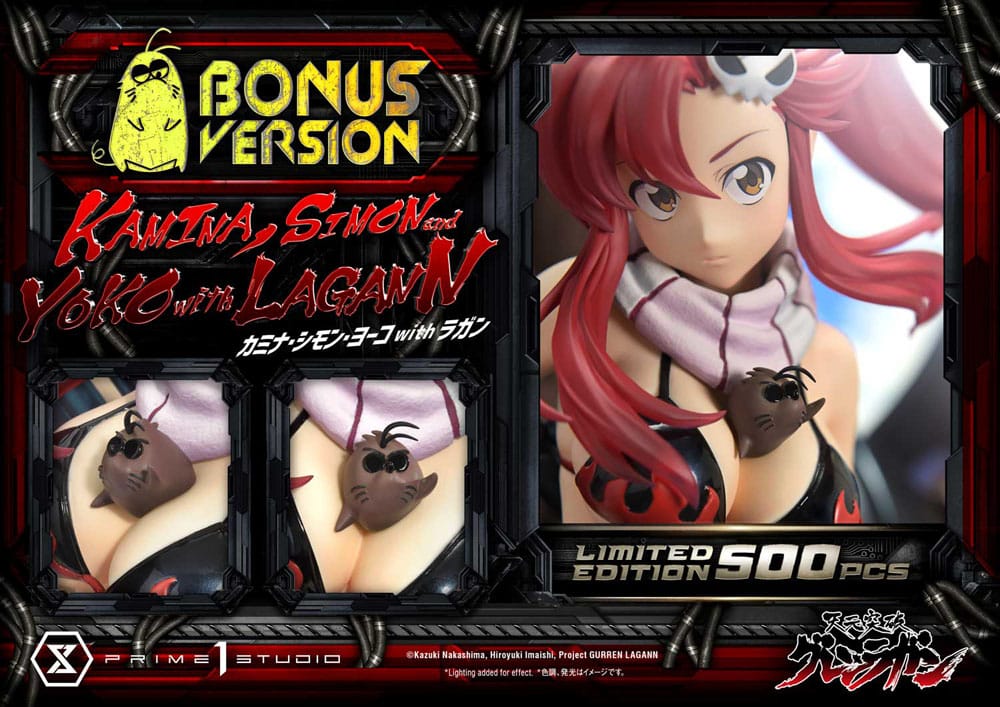 Gurren Lagann statuette Ultimate Premium Masterline Series 1/4 Kamina, Simon & Yoko with Lagann Deluxe Bonus Version 97 cm