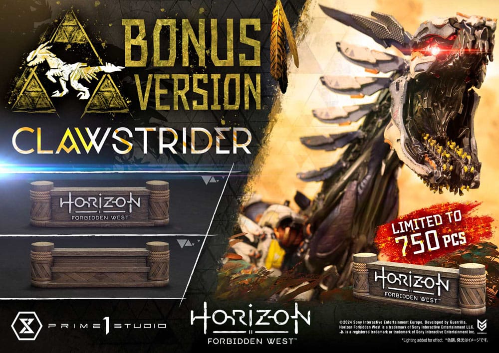 Horizon Forbidden West statuette Ultimate Premium Masterline Series 1/4 Clawstrider Bonus Version 68 cm