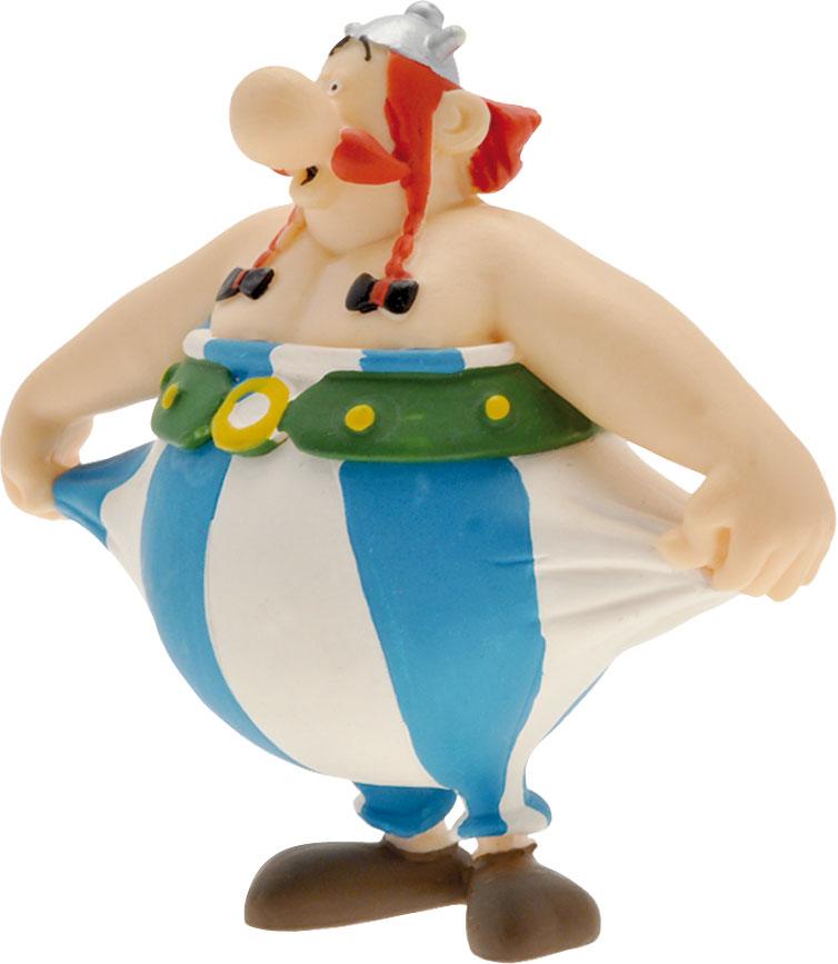 Astérix figurine Obelix tenant son pantalon 8 cm