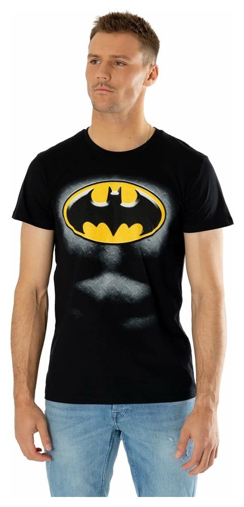 DC Comics T-Shirt Batman Logo Ripped Bevel (L)