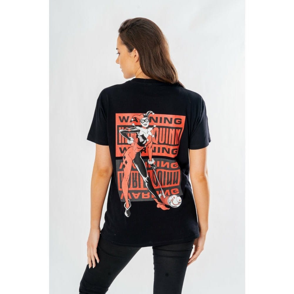 DC Comics T-Shirt Harley Quinn Front Back Warning (XXL)