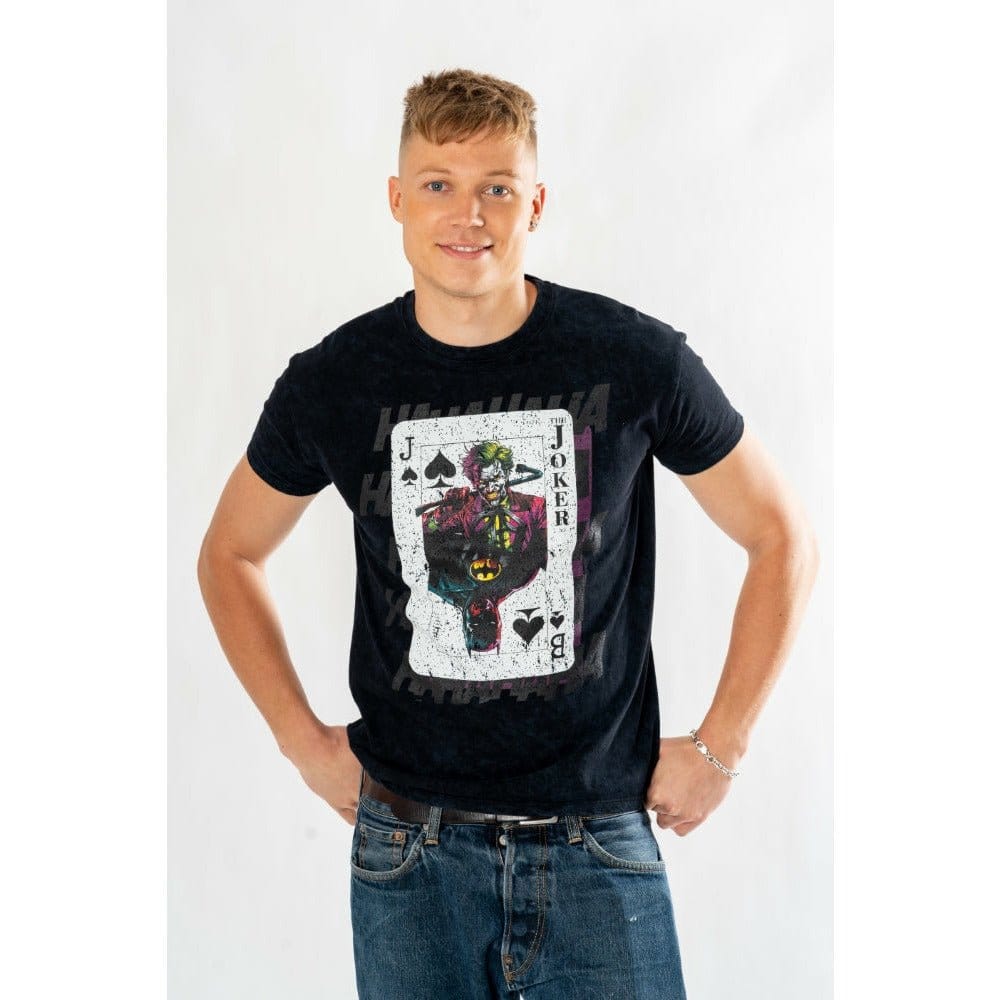DC Comics T-Shirt The Joker Acid Wash Playing Card (M)
