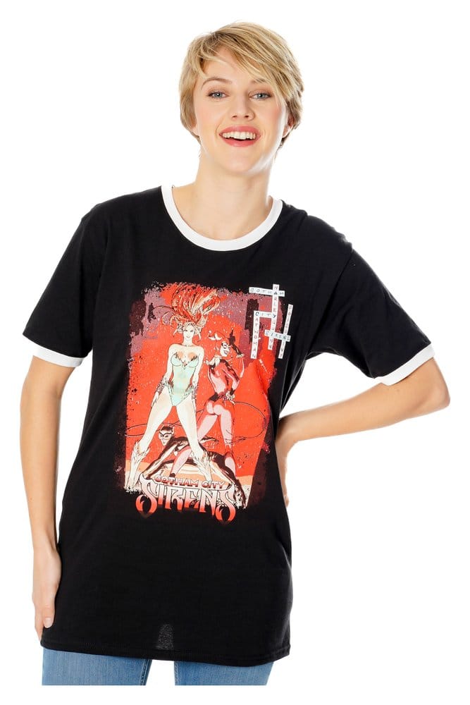 Gotham City Sirens T-Shirt Crossword Black Ringer (S)
