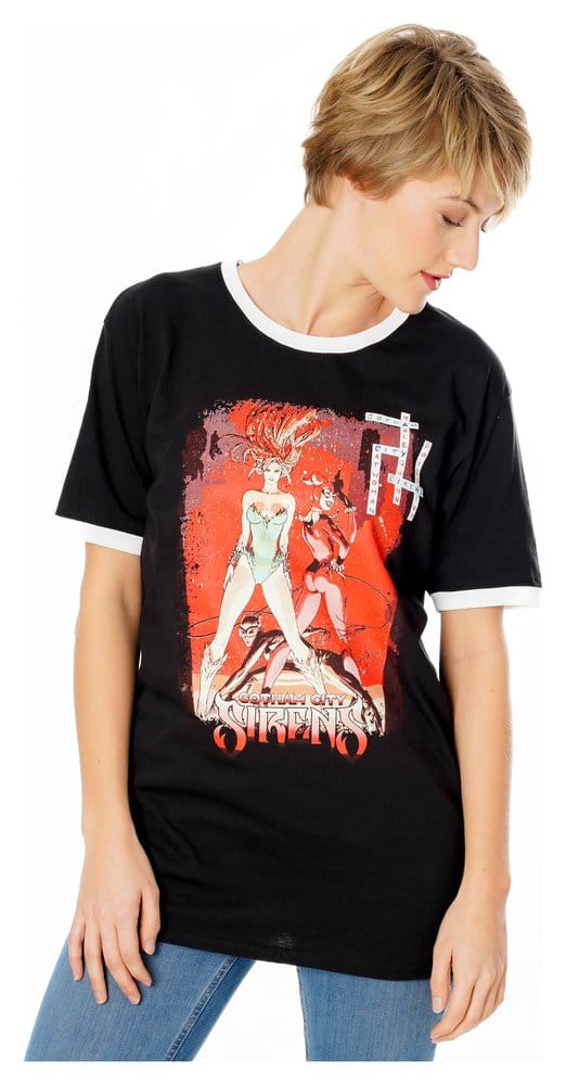 Gotham City Sirens T-Shirt Crossword Black Ringer (XXL)