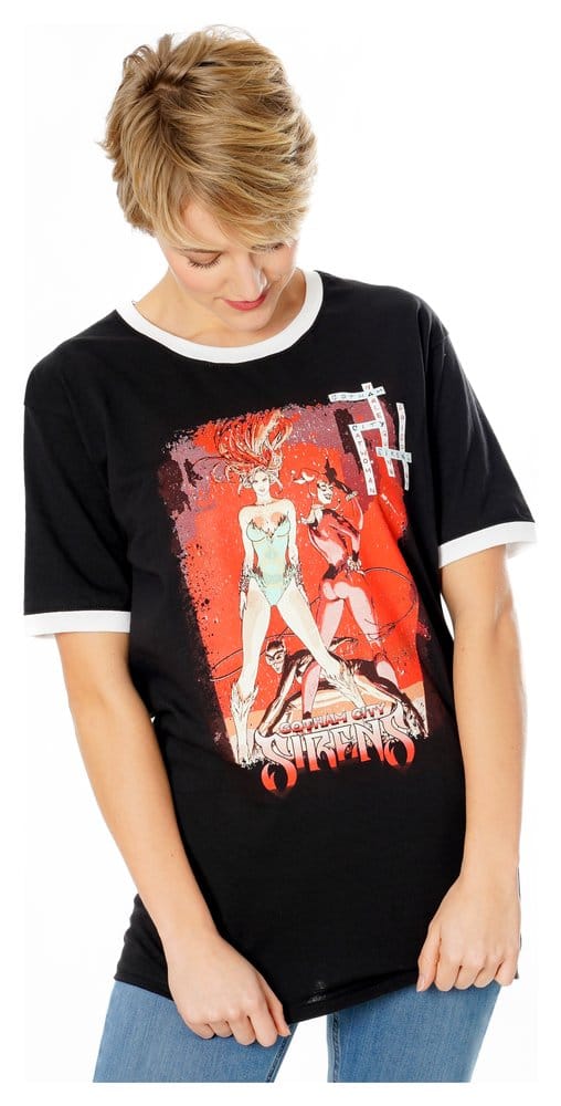 Gotham City Sirens T-Shirt Crossword Black Ringer (XXL)