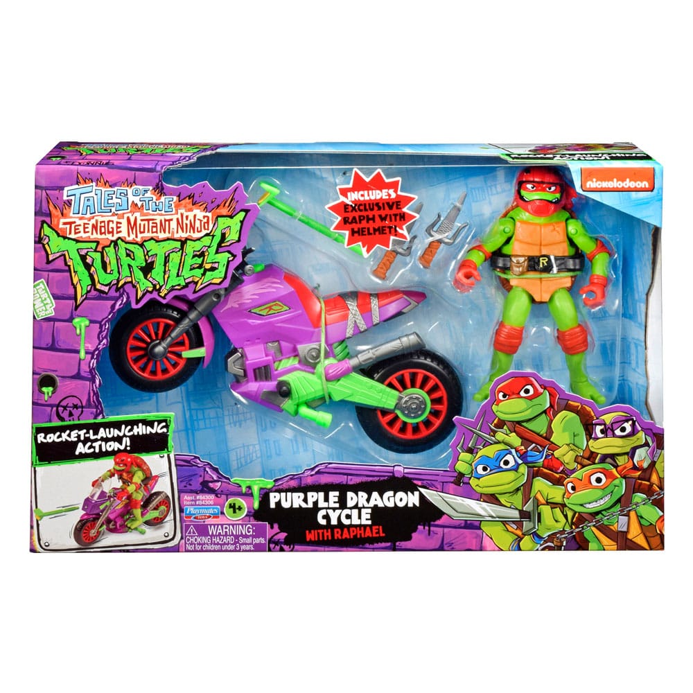 Tales of the Teenage Mutant Ninja Turtles : Légendes des Tortues Ninja Figurine avec véhicule Raphael & Purple Dragon 12 cm