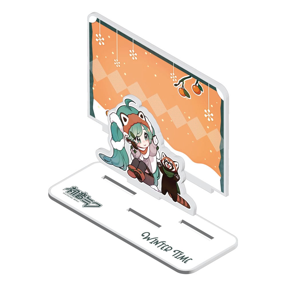 Hatsune Miku Présentoir à figurine en acrylique Miku and Red Panda (Winter Time) 11 cm