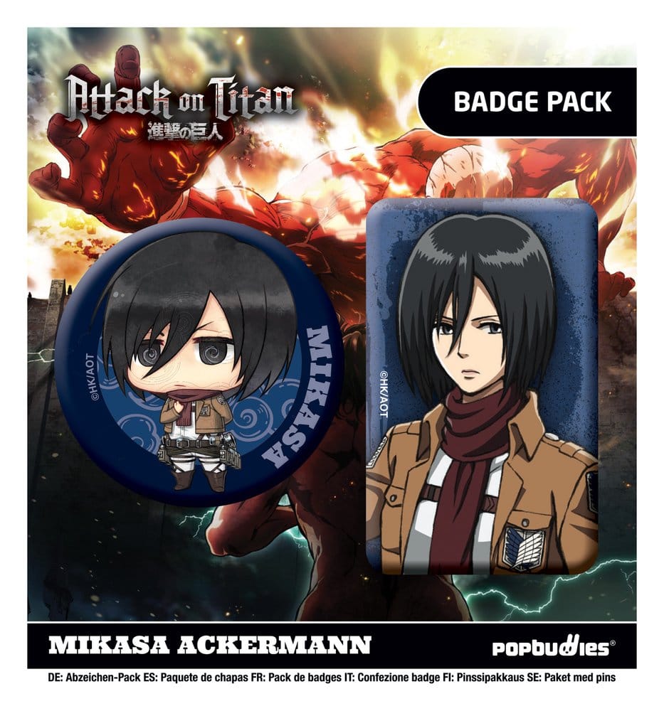 Attack on Titan pack 2 badges Mikasa Ackermann