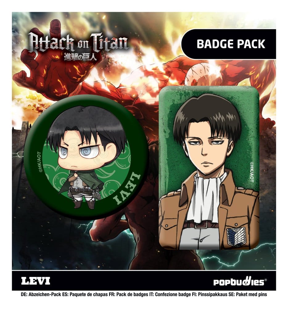 Attack on Titan pack 2 badges Levi