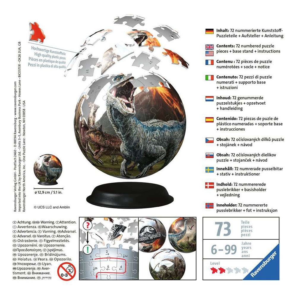 Jurassic World puzzle 3D Ball (72 pièces)