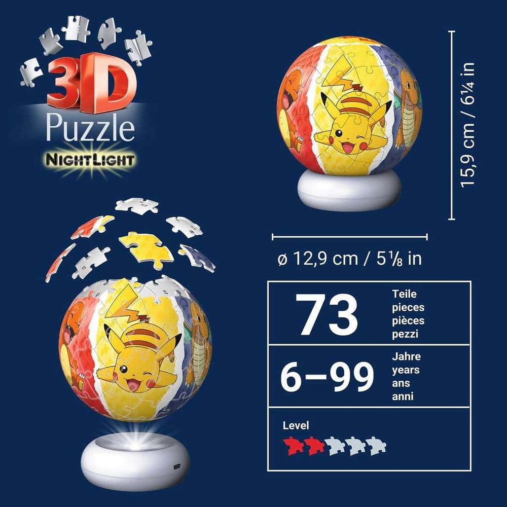 Pokémon 3D puzzle Ball Veilleuse (73 pièces)