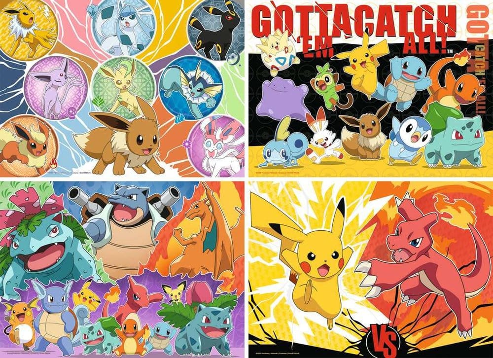 Pokémon pack 4 puzzles Copains Pokémon (4x100 pièces)