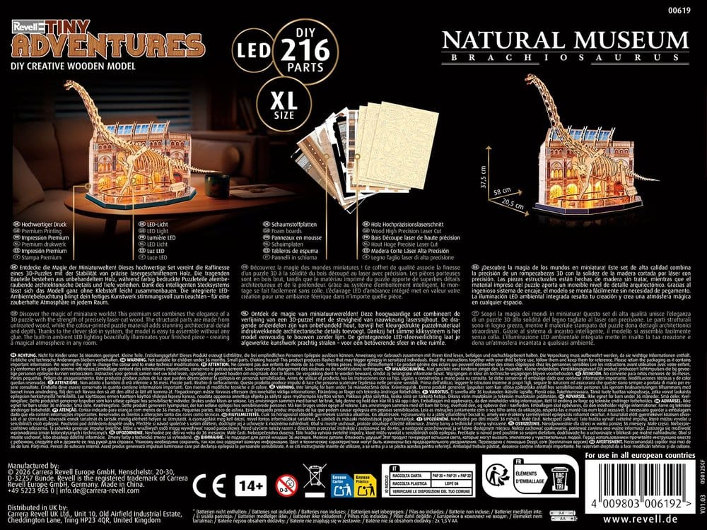Revell Tiny Adventures Natural Museum puzzle 3d en bois Brachiosaurus Skeleton 58 cm