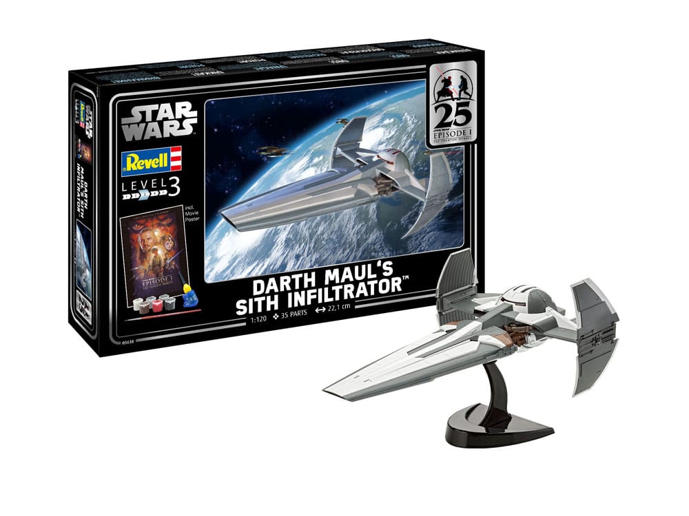 Star Wars Episode I kit complet maquette 1/120 Darth Maul's Sith Infiltrator 22 cm
