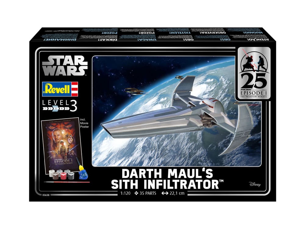 Star Wars Episode I kit complet maquette 1/120 Darth Maul's Sith Infiltrator 22 cm